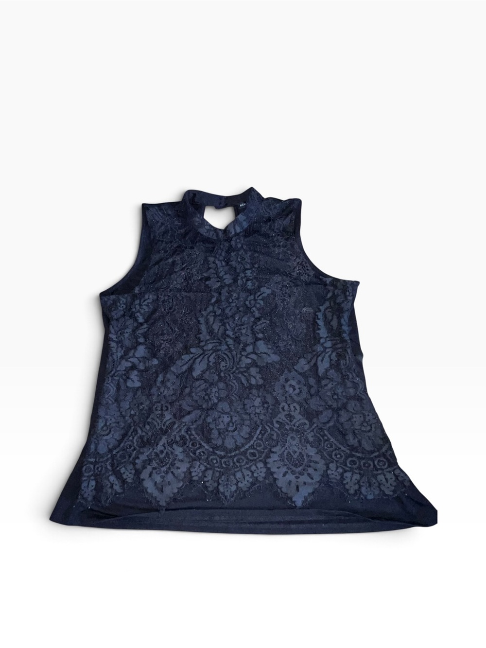 Signature Studio Black Lace Tank Top With Slip Layer Medium Romantic Date Night